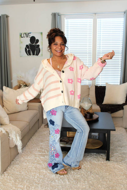 Floral Bloom Hooded Cardigan