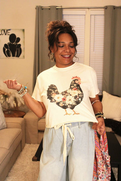 Floral Chicken Long Crop Top