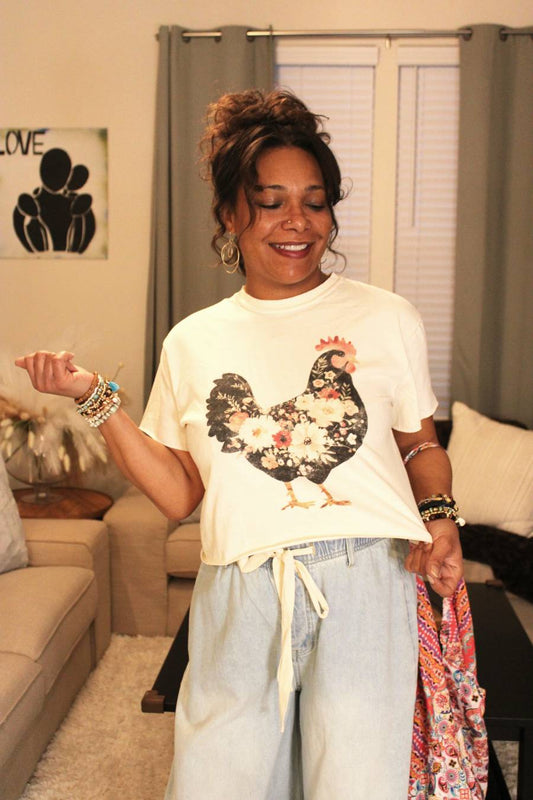 Floral Chicken Long Crop Top