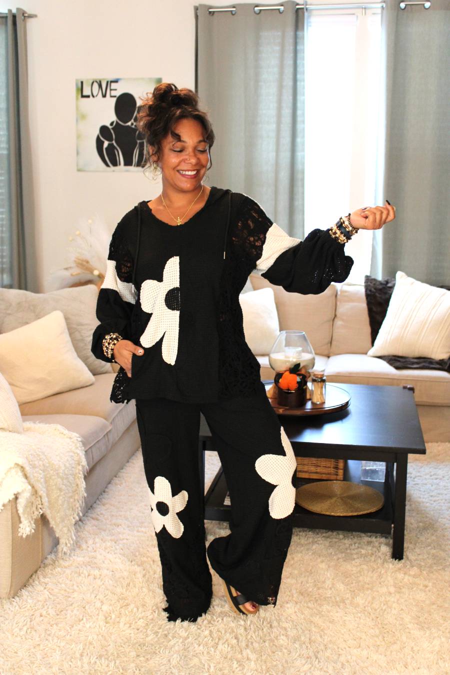 Floral Noir Oversized Hoodie