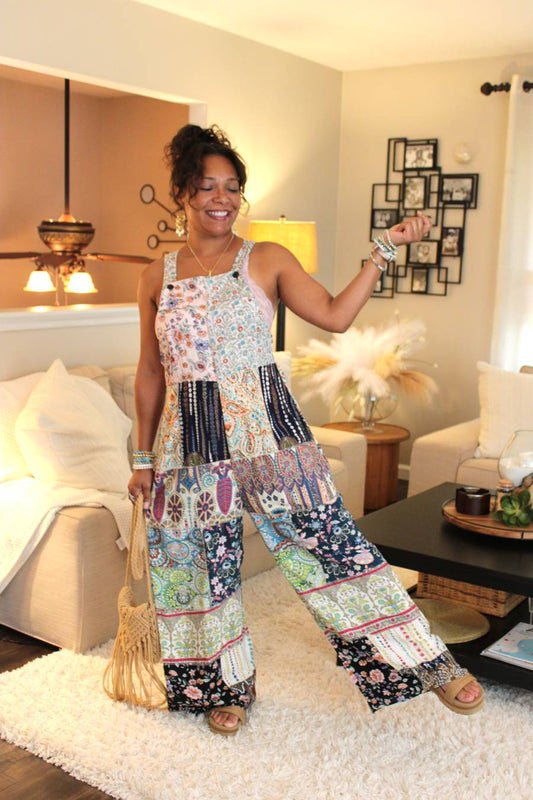 Floral Patchwork Bliss Overall Jumpsuit
