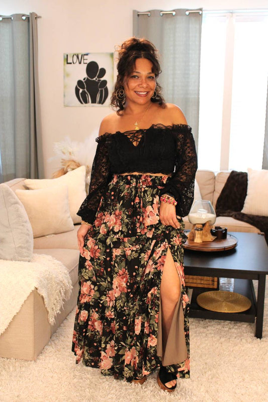 Garden Of Beauty Midi Skirt