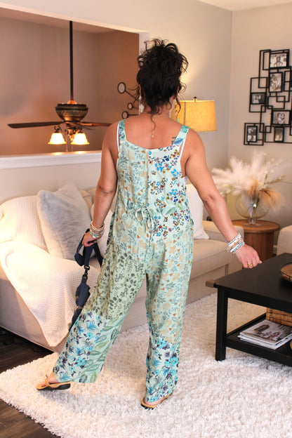 BB Green Gorgeousness Patchwork Boho Overalls