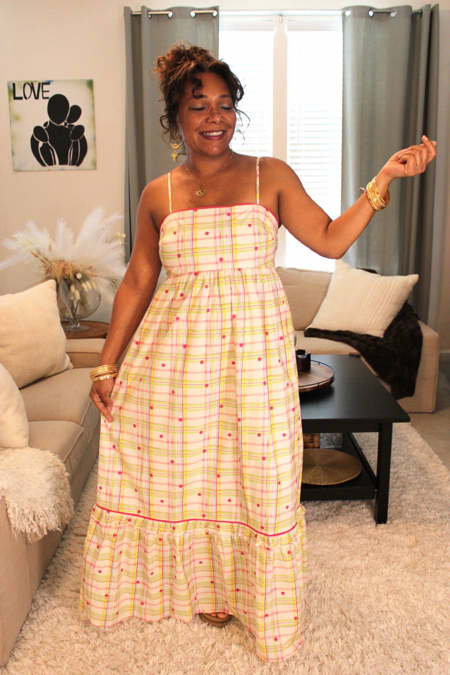 Honey Pot Plaid Maxi Dress