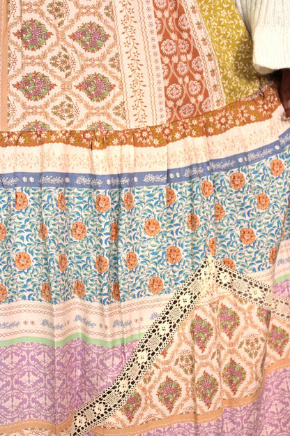 Hues Of The Sun Patchwork Maxi Skirt