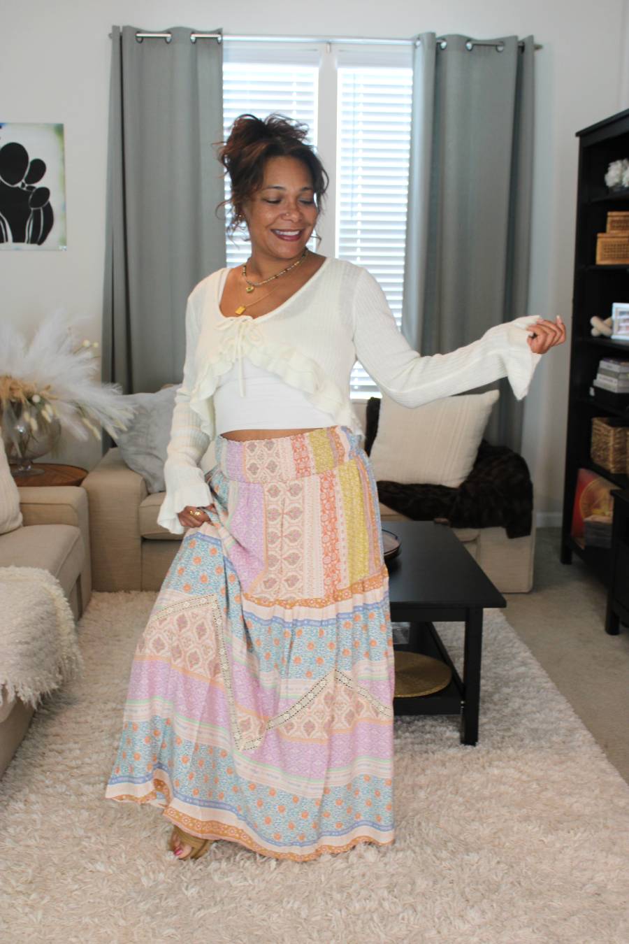 Hues Of The Sun Patchwork Maxi Skirt