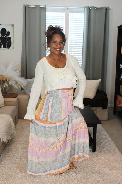 Hues Of The Sun Patchwork Maxi Skirt