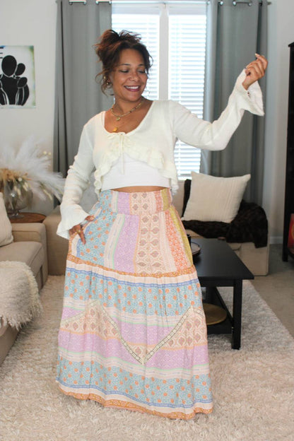 Hues Of The Sun Patchwork Maxi Skirt