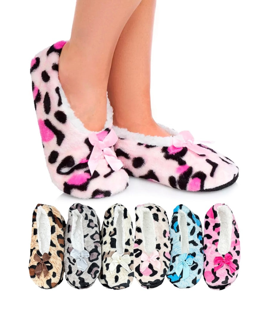 Leopard Fuzzy Sock Slippers