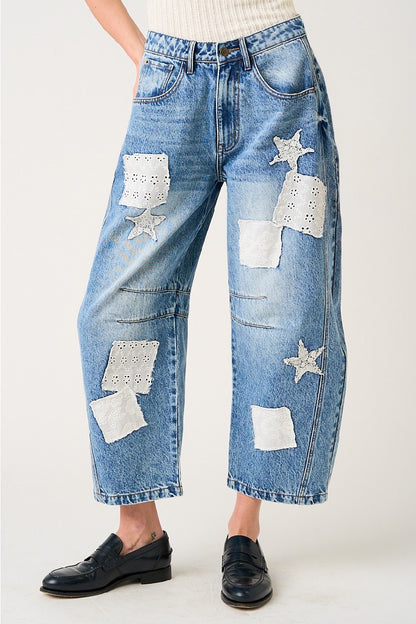 Stars & Patches Barrel Jeans