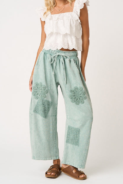 Soft Sage Clouds Barrel Pants