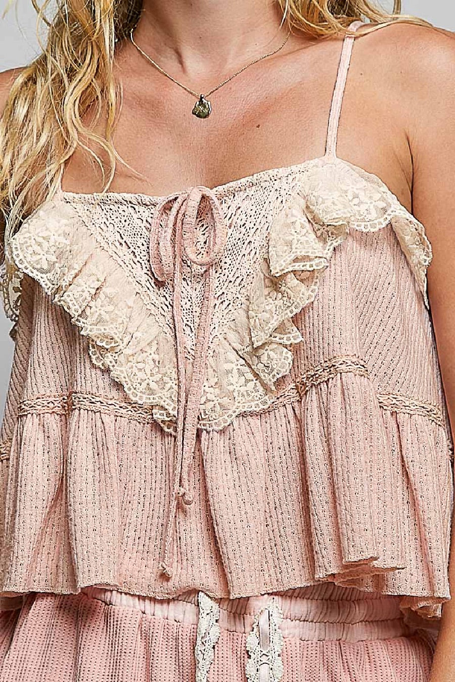 POL Romantic Lace Tiered Cami Top