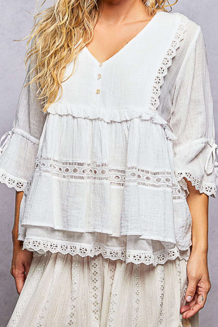 POL White Swan Ruffle Blouse