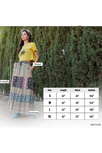 YT Flowers & Lace Maxi Skirt