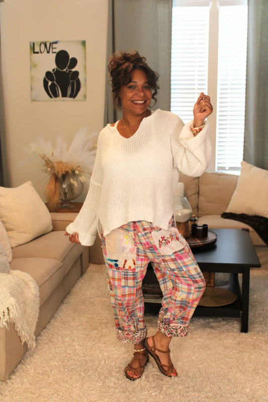 Ripped Neck Loose Fit Sweater