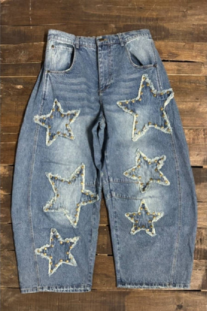 JG Star Studded Barrel Jeans