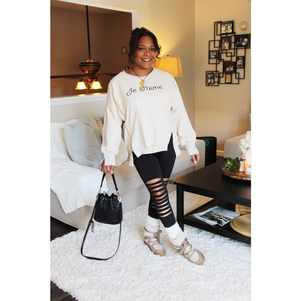 Je T'aime Side Slit Sweatshirt