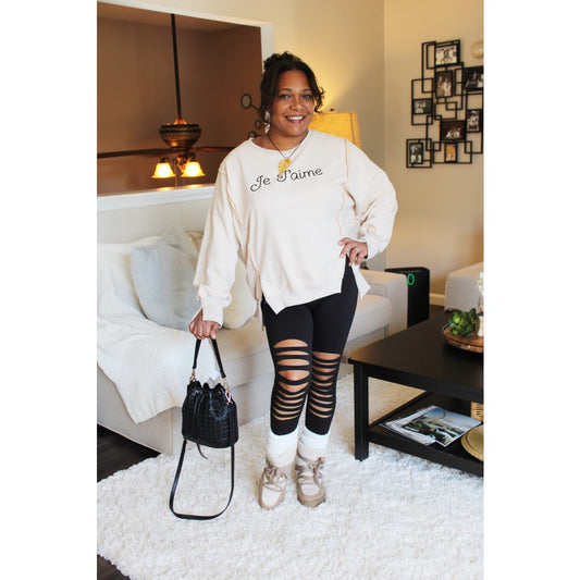 Je T'aime Side Slit Sweatshirt
