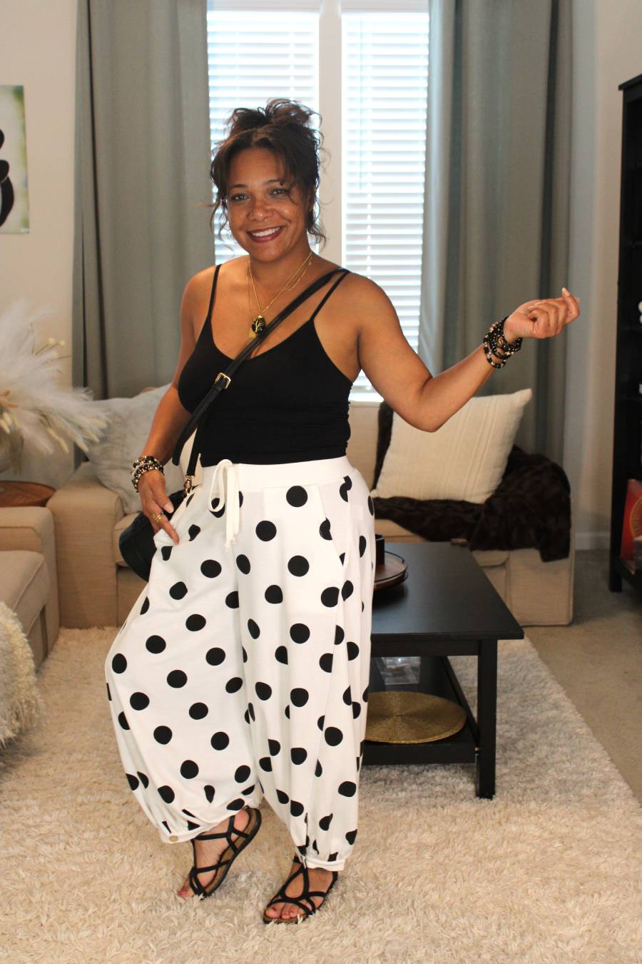 Lady Blanc Polka Dot French Terry Balloon Pants