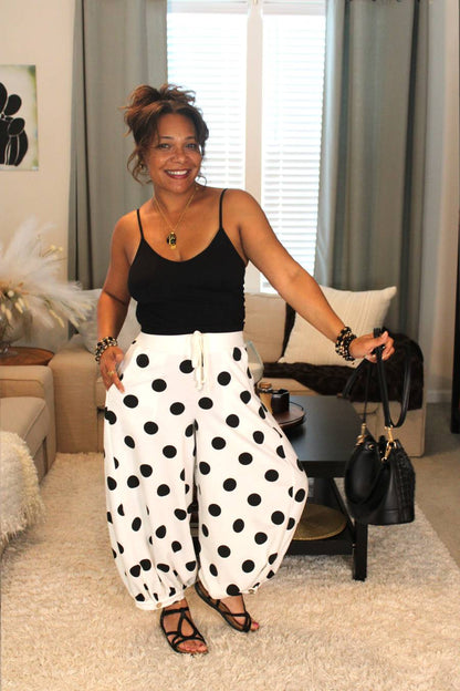 Lady Blanc Polka Dot French Terry Balloon Pants