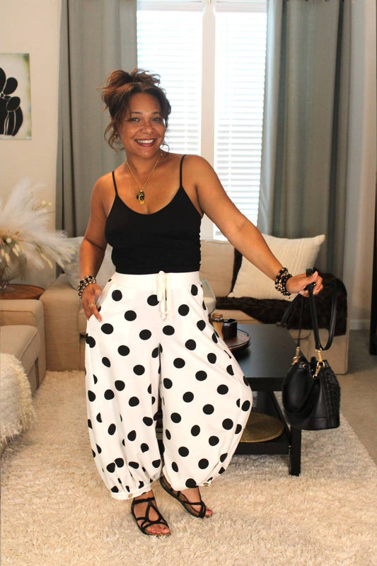 Lady Blanc Polka Dot French Terry Balloon Pants