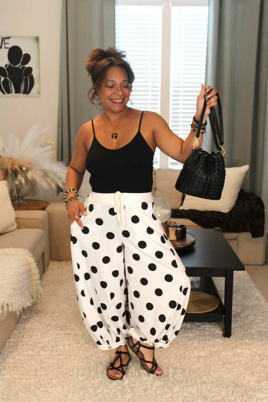 Lady Blanc Polka Dot French Terry Balloon Pants