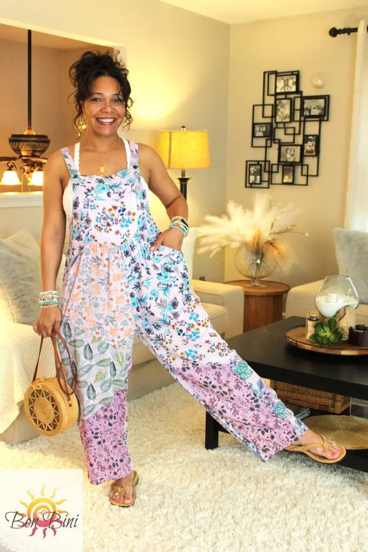 BB Lavender Gorgeousness Patchwork Boho Overalls