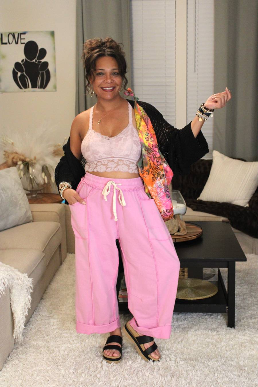 Lavender My Heart French Terry Barrel Pants