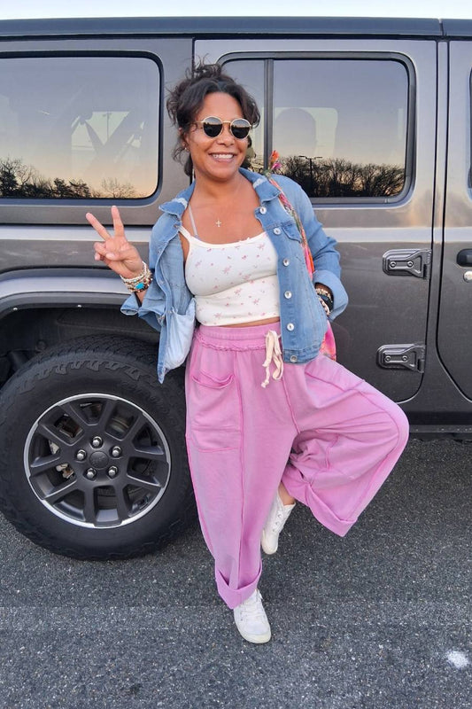 Lavender My Heart French Terry Barrel Pants