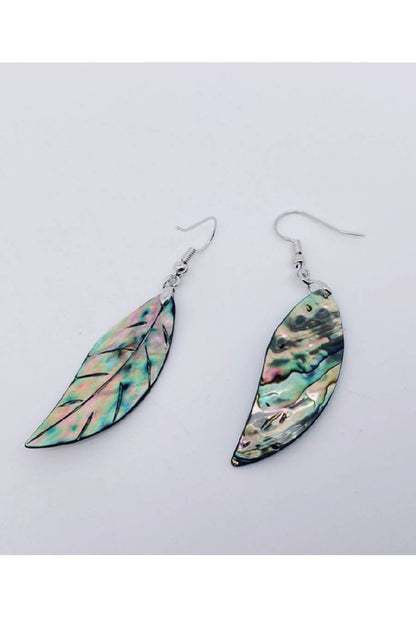 Leaf Shape Abalone Shell Dangle Earrings