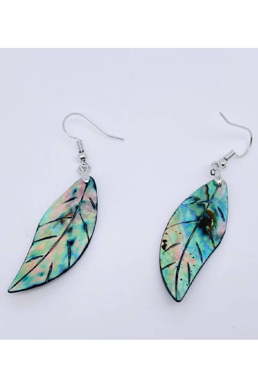 Leaf Shape Abalone Shell Dangle Earrings