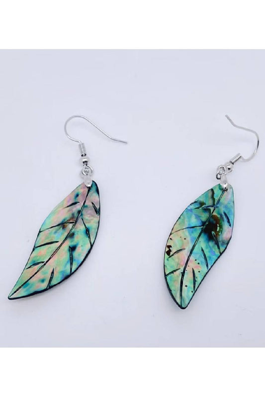 Leaf Shape Abalone Shell Dangle Earrings