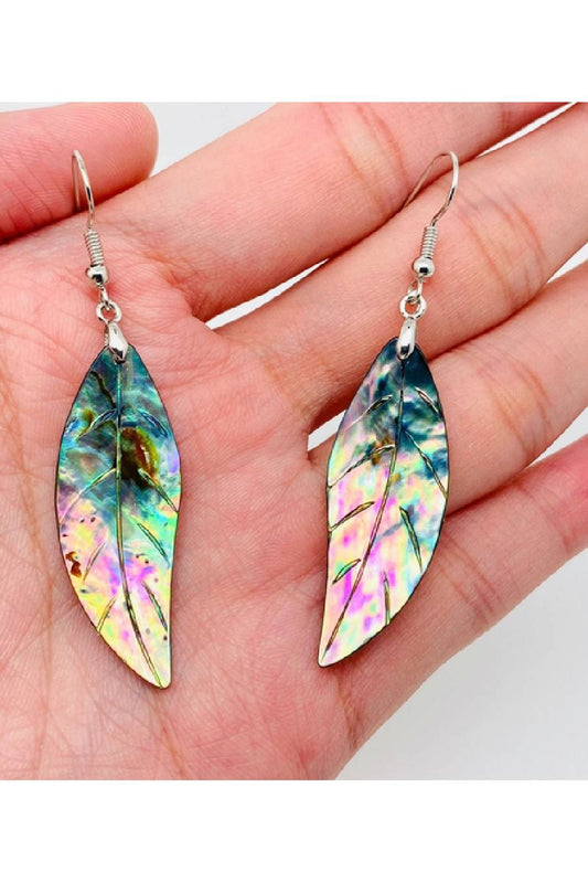 Leaf Shape Abalone Shell Dangle Earrings