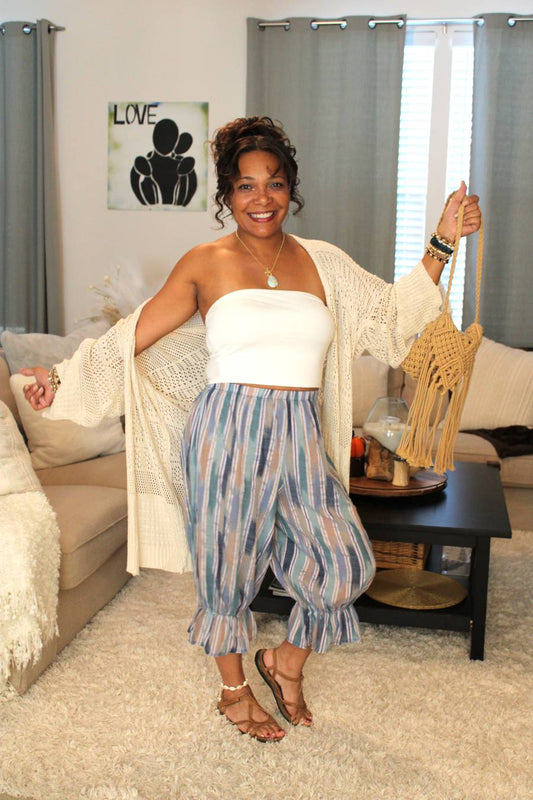 BB Bohemian Stripes Bloomer Midi Capri Short