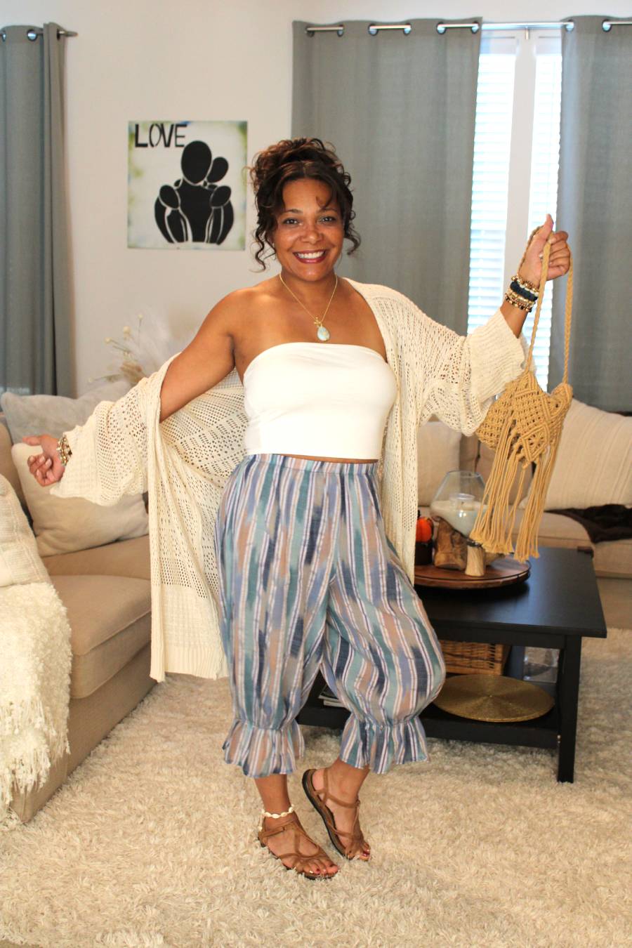 BB Bohemian Stripes Bloomer Midi Capri Short