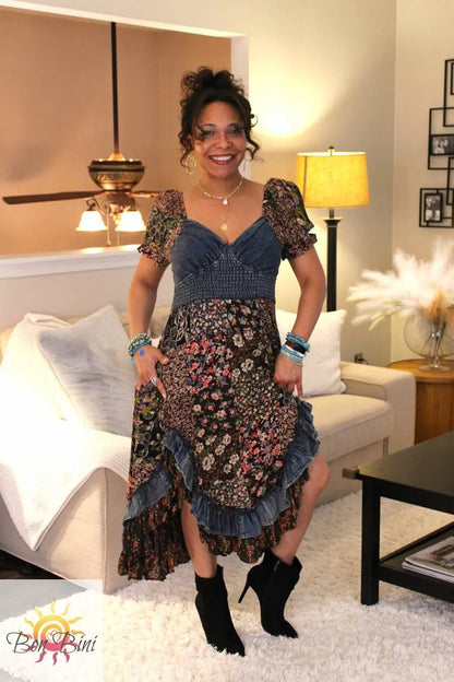 YT Love Letter Patchwork Midi Dress