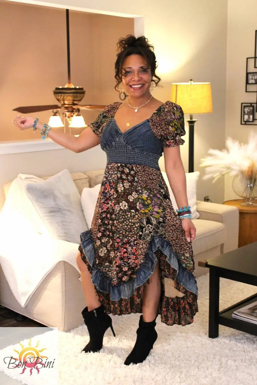 YT Love Letter Patchwork Midi Dress