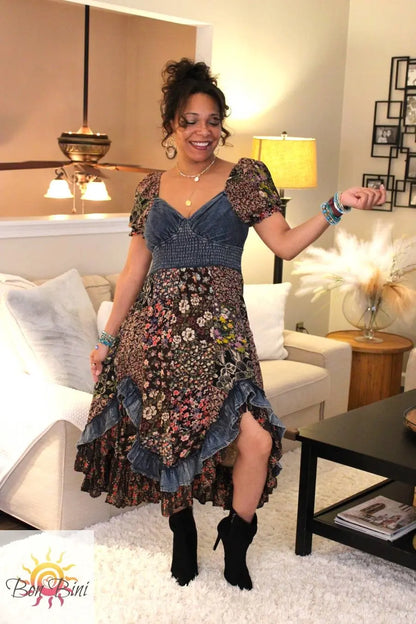 YT Love Letter Patchwork Midi Dress