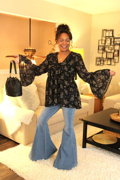 Lovely Floral Night Chiffon Blouse