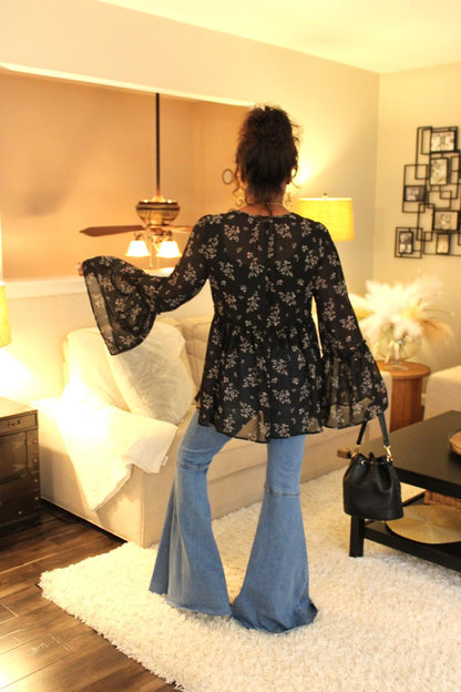 Lovely Floral Night Chiffon Blouse