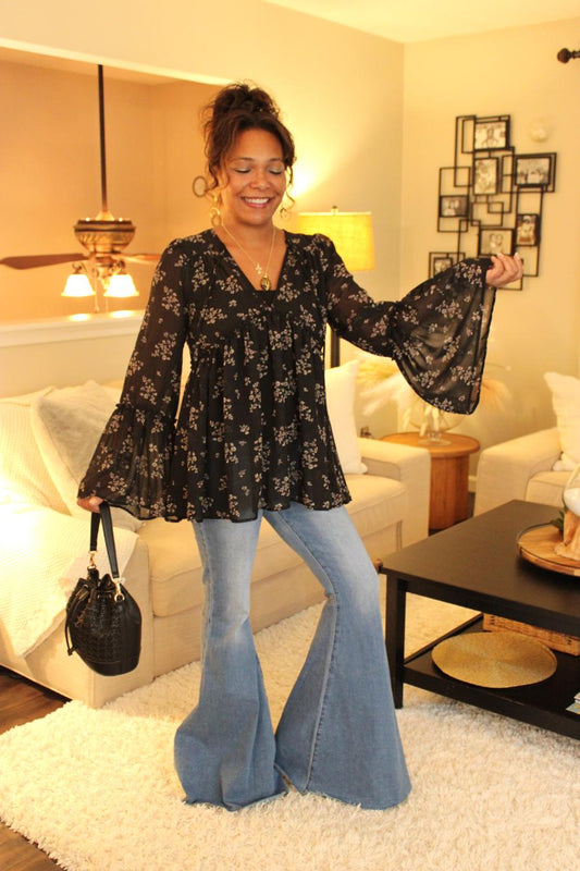 Lovely Floral Night Chiffon Blouse