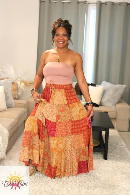 BB Maple Bloom Patchwork Maxi Skirt
