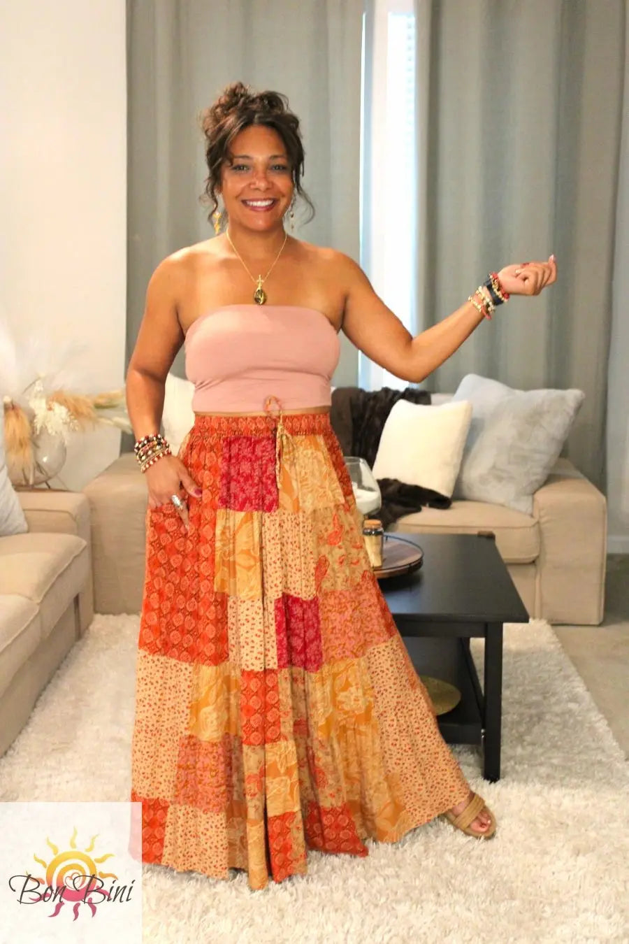 BB Maple Bloom Patchwork Maxi Skirt
