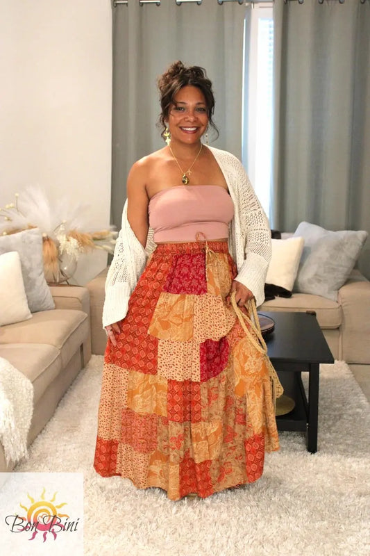 BB Maple Bloom Patchwork Maxi Skirt