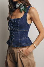 Load image into Gallery viewer, Melody Lace-Up Denim Corset Top
