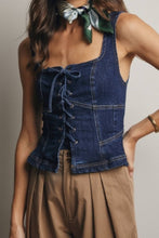 Load image into Gallery viewer, Melody Lace-Up Denim Corset Top
