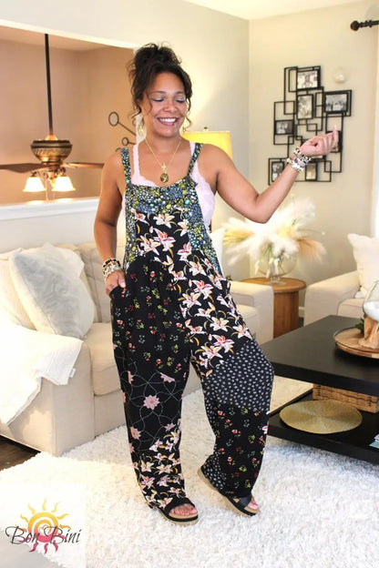 BB Midnight Bloom Patchwork Overalls