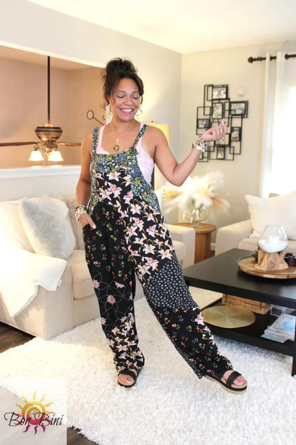 BB Midnight Bloom Patchwork Overalls