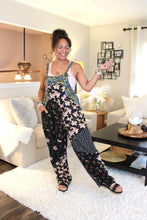 Load image into Gallery viewer, Midnight Bloom Patchwork Overalls
