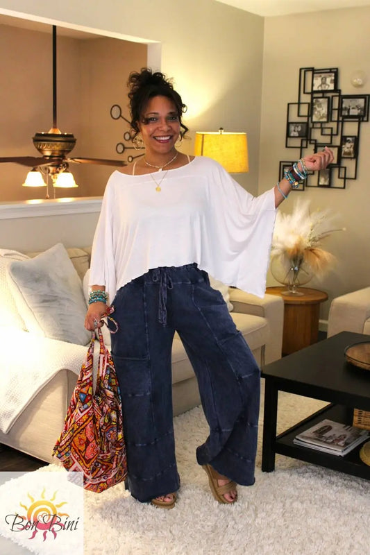 JH Mineral Wash Wide Leg Cropped Pants
